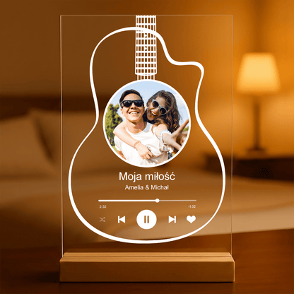 Gitara - Druk na szkle, spersonalizowany prezent dla pary - idamell.com