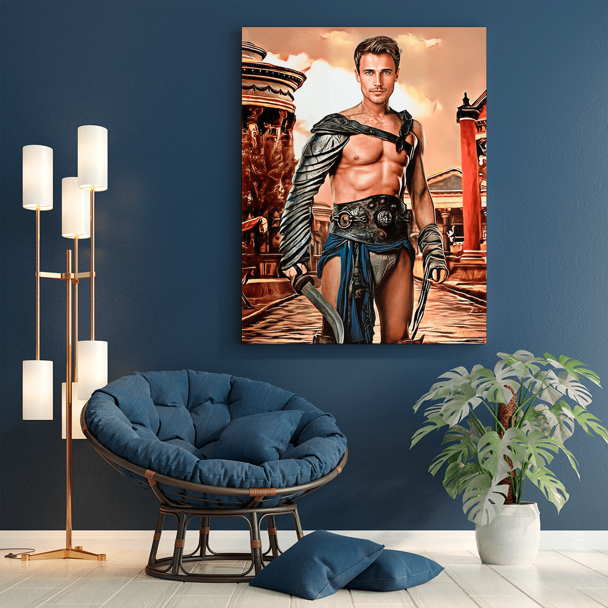 Gladiator portret - druk na płótnie, spersonalizowany prezent dla niego - idamell.com