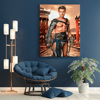 Gladiator portret - druk na płótnie, spersonalizowany prezent dla niego - idamell.com