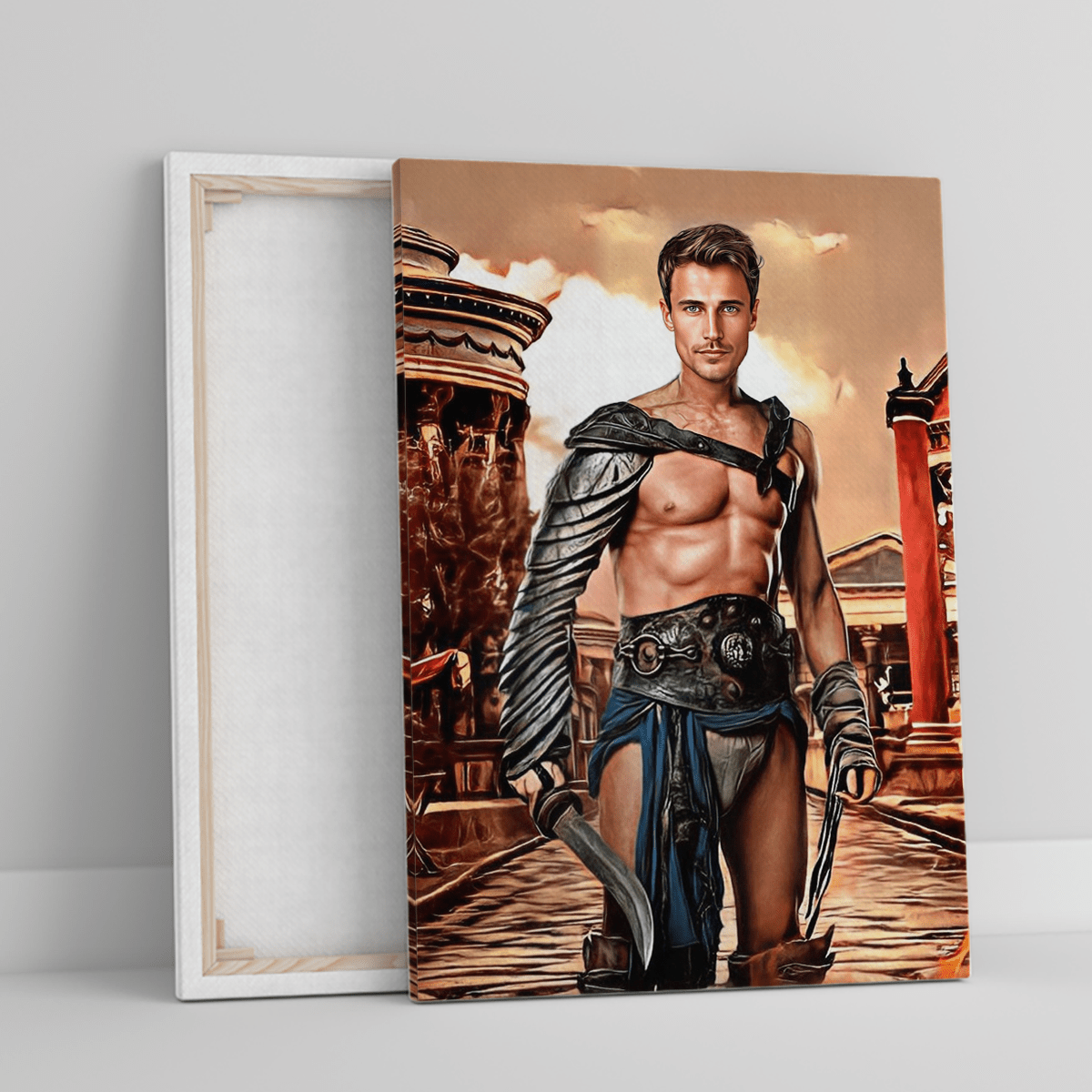 Gladiator portret - druk na płótnie, spersonalizowany prezent dla niego - idamell.com