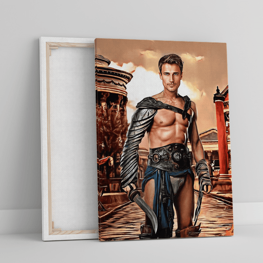 Gladiator portret - druk na płótnie, spersonalizowany prezent dla niego - idamell.com