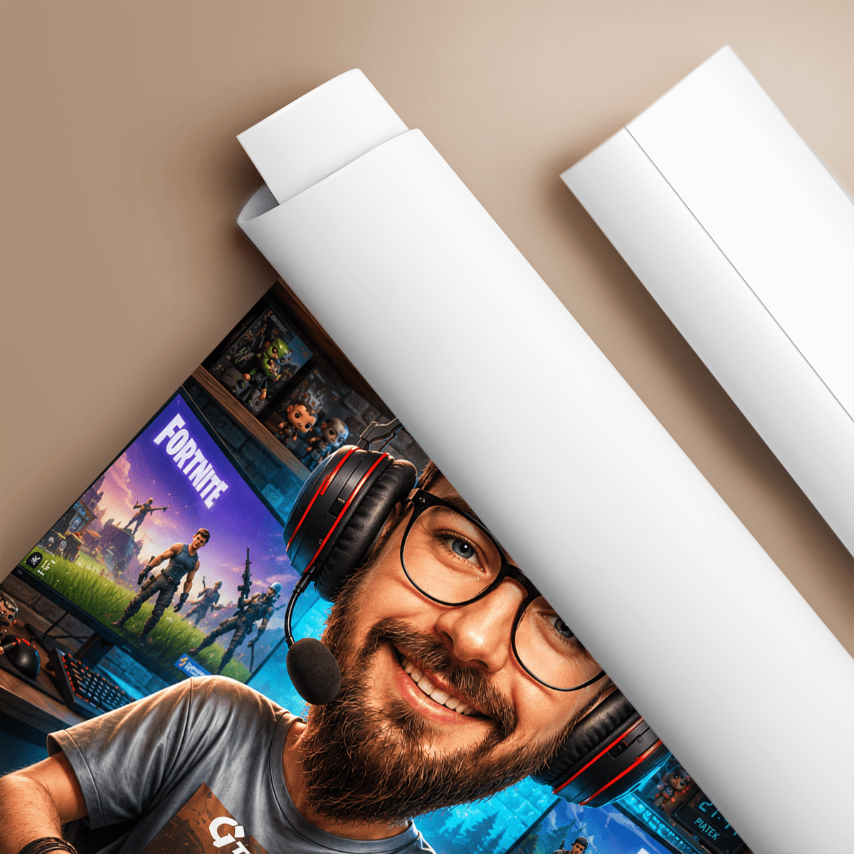 Gracz karykatura - plakat, spersonalizowany prezent dla niego - idamell.com