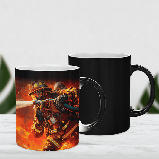 Grafika strażak + imię - 1x Kubek magiczny z nadrukiem, spersonalizowany prezent dla strażaka - idamell.com