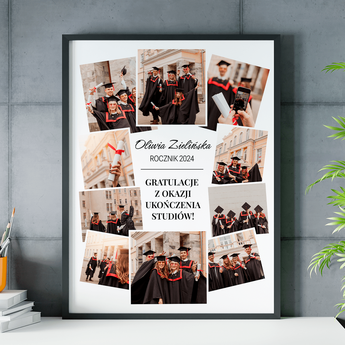 Gratulacje na ukończenie studiów - plakat, spersonalizowany prezent dla niej - idamell.com