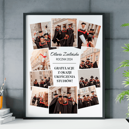 Gratulacje na ukończenie studiów - plakat, spersonalizowany prezent dla niej - idamell.com