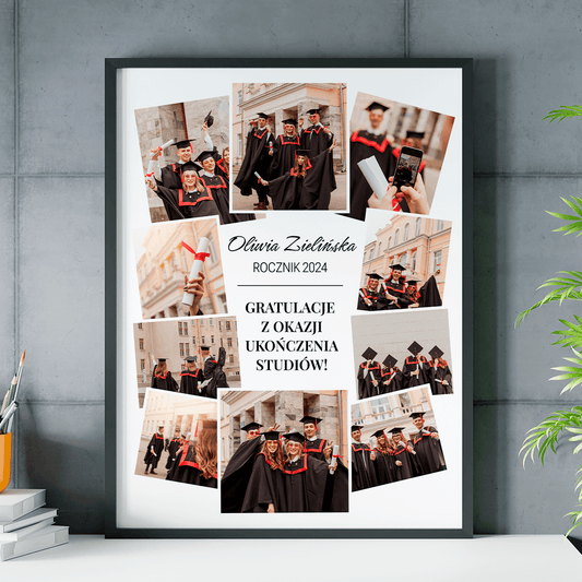 Gratulacje na ukończenie studiów - plakat, spersonalizowany prezent dla niej - idamell.com