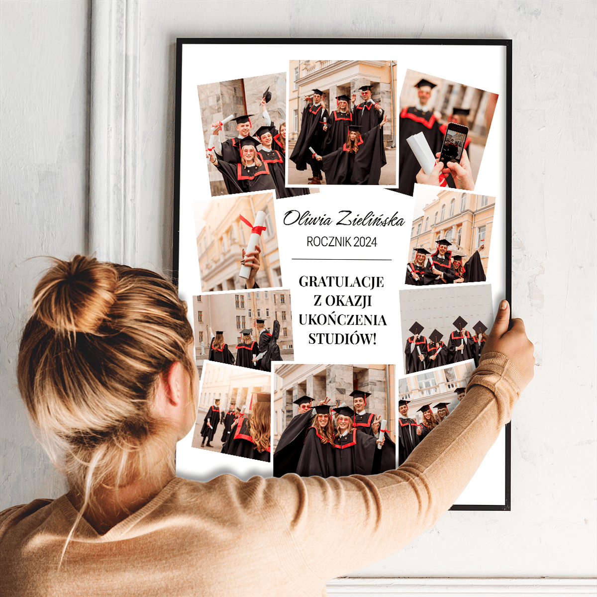 Gratulacje na ukończenie studiów - plakat, spersonalizowany prezent dla niej - idamell.com