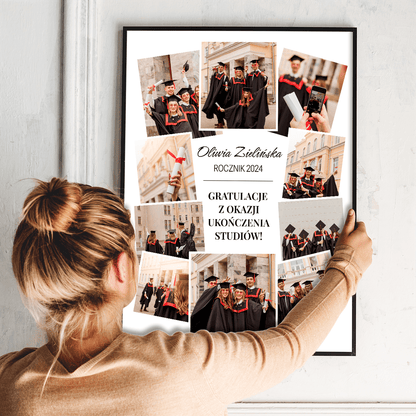 Gratulacje na ukończenie studiów - plakat, spersonalizowany prezent dla niej - idamell.com