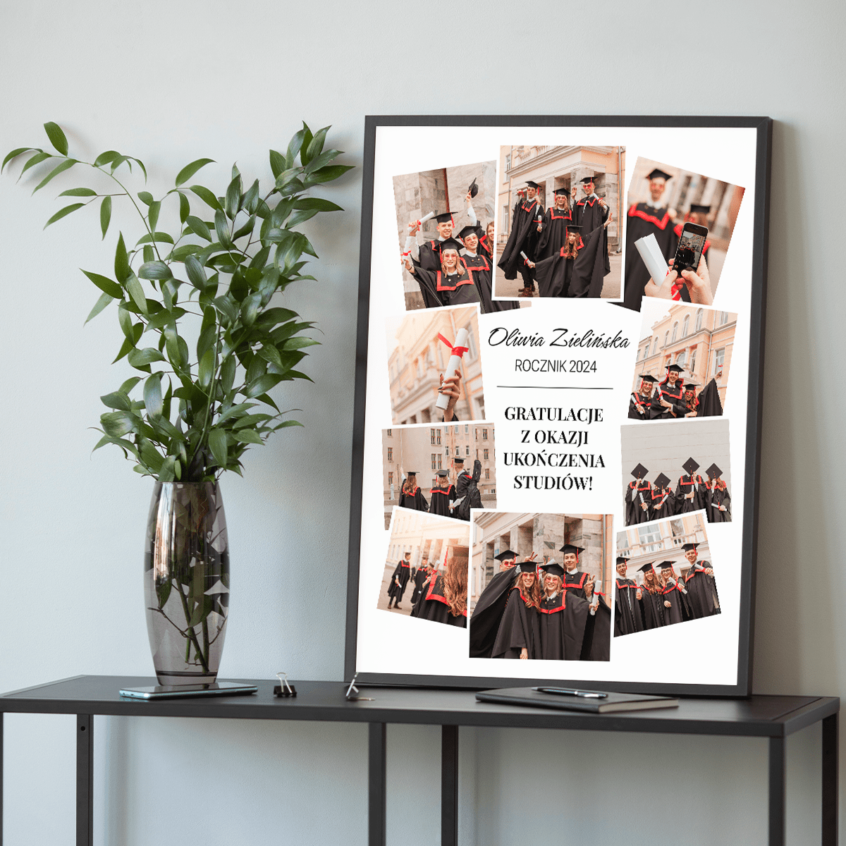Gratulacje na ukończenie studiów - plakat, spersonalizowany prezent dla niej - idamell.com