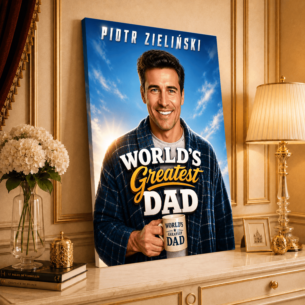 Greatest Dad - druk na płótnie, spersonalizowany prezent dla taty - idamell.com