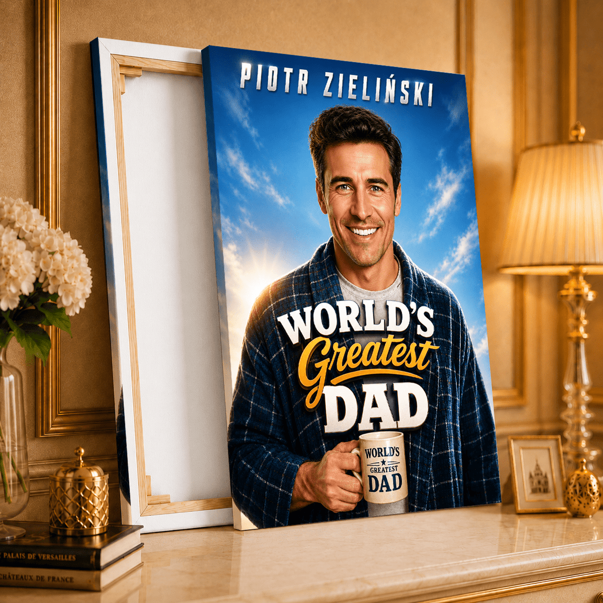 Greatest Dad - druk na płótnie, spersonalizowany prezent dla taty - idamell.com