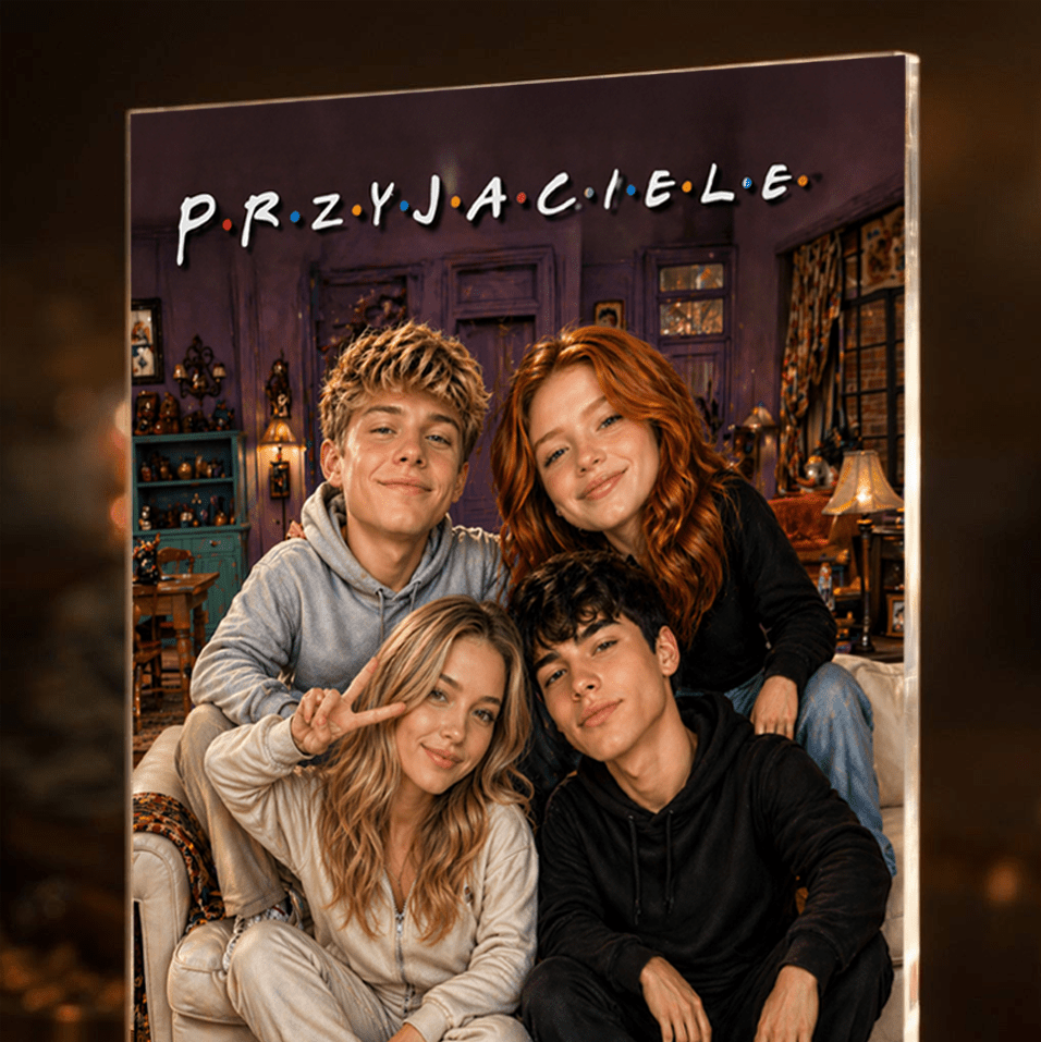 Grupa przyjaciół - Druk na szkle, spersonalizowany prezent dla przyjaciela - idamell.com