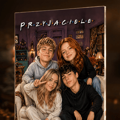 Grupa przyjaciół - Druk na szkle, spersonalizowany prezent dla przyjaciela - idamell.com