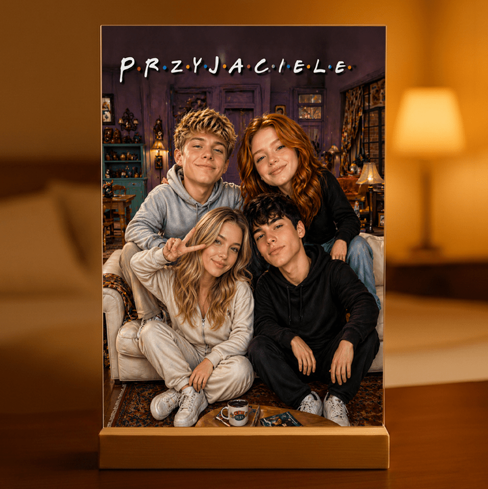 Grupa przyjaciół - Druk na szkle, spersonalizowany prezent dla przyjaciela - idamell.com