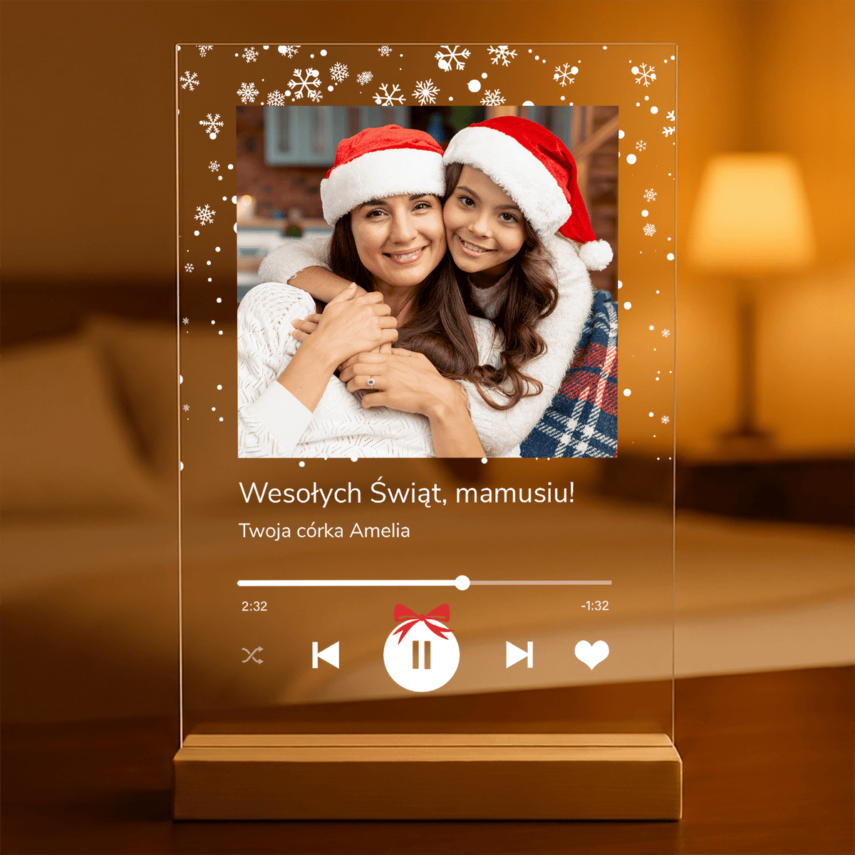 Gwiazdkowe życzenia Spotify - Druk na szkle, spersonalizowany prezent dla mamy - idamell.com
