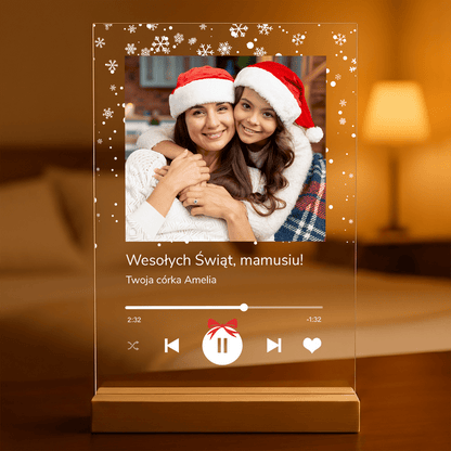Gwiazdkowe życzenia Spotify - Druk na szkle, spersonalizowany prezent dla mamy - idamell.com