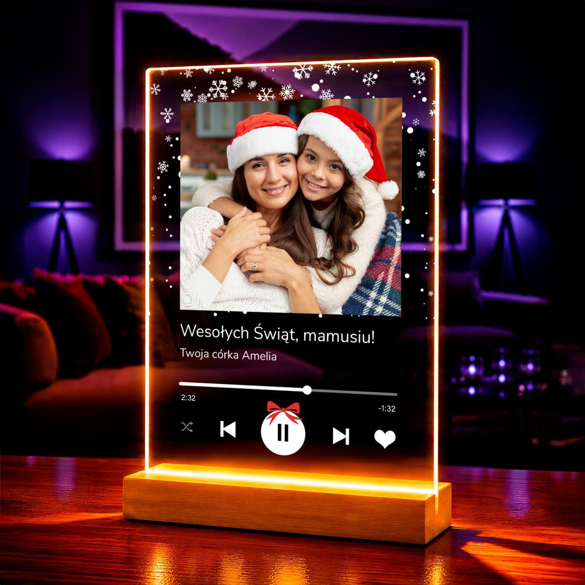 Gwiazdkowe życzenia Spotify - Druk na szkle, spersonalizowany prezent dla mamy - idamell.com