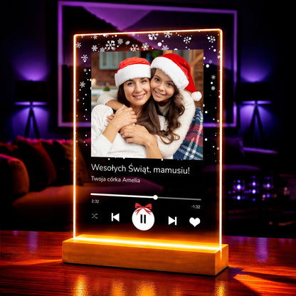 Gwiazdkowe życzenia Spotify - Druk na szkle, spersonalizowany prezent dla mamy - idamell.com