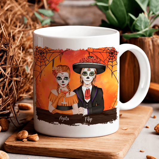 Halloweenowa para - 1x Kubek z nadrukiem, spersonalizowany prezent dla pary - idamell.com