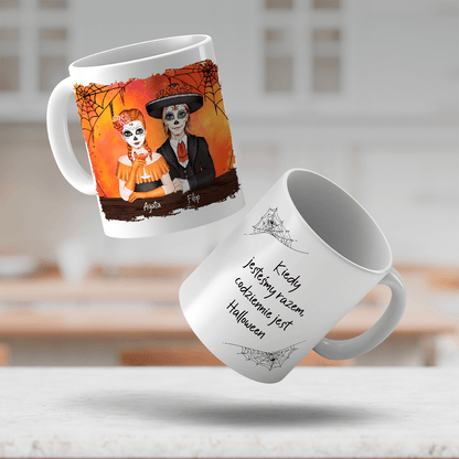 Halloweenowa para - 1x Kubek z nadrukiem, spersonalizowany prezent dla pary - idamell.com