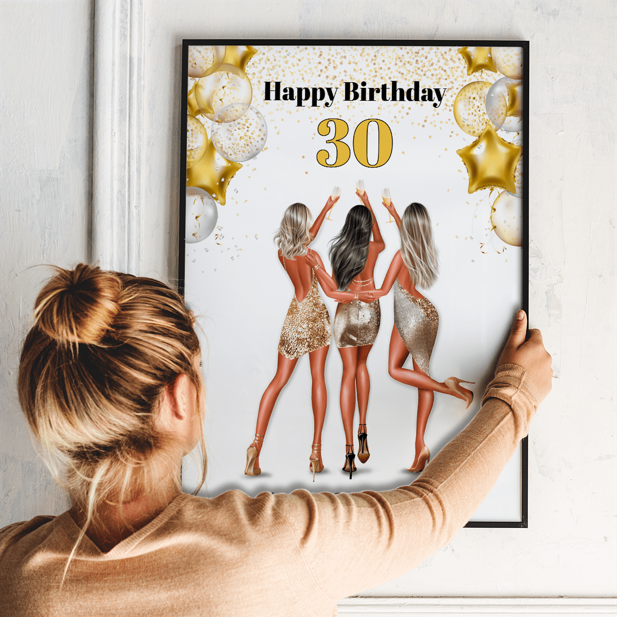 Happy Birthday na 30 urodziny - plakat, spersonalizowany prezent dla niej - idamell.com