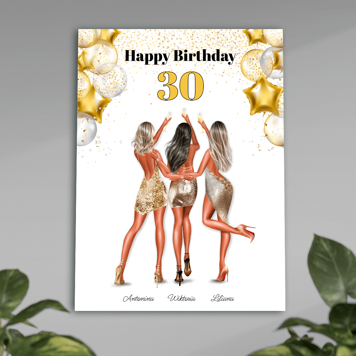 Happy Birthday na 30 urodziny - plakat, spersonalizowany prezent dla niej - idamell.com