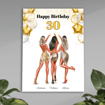 Happy Birthday na 30 urodziny - plakat, spersonalizowany prezent dla niej - idamell.com