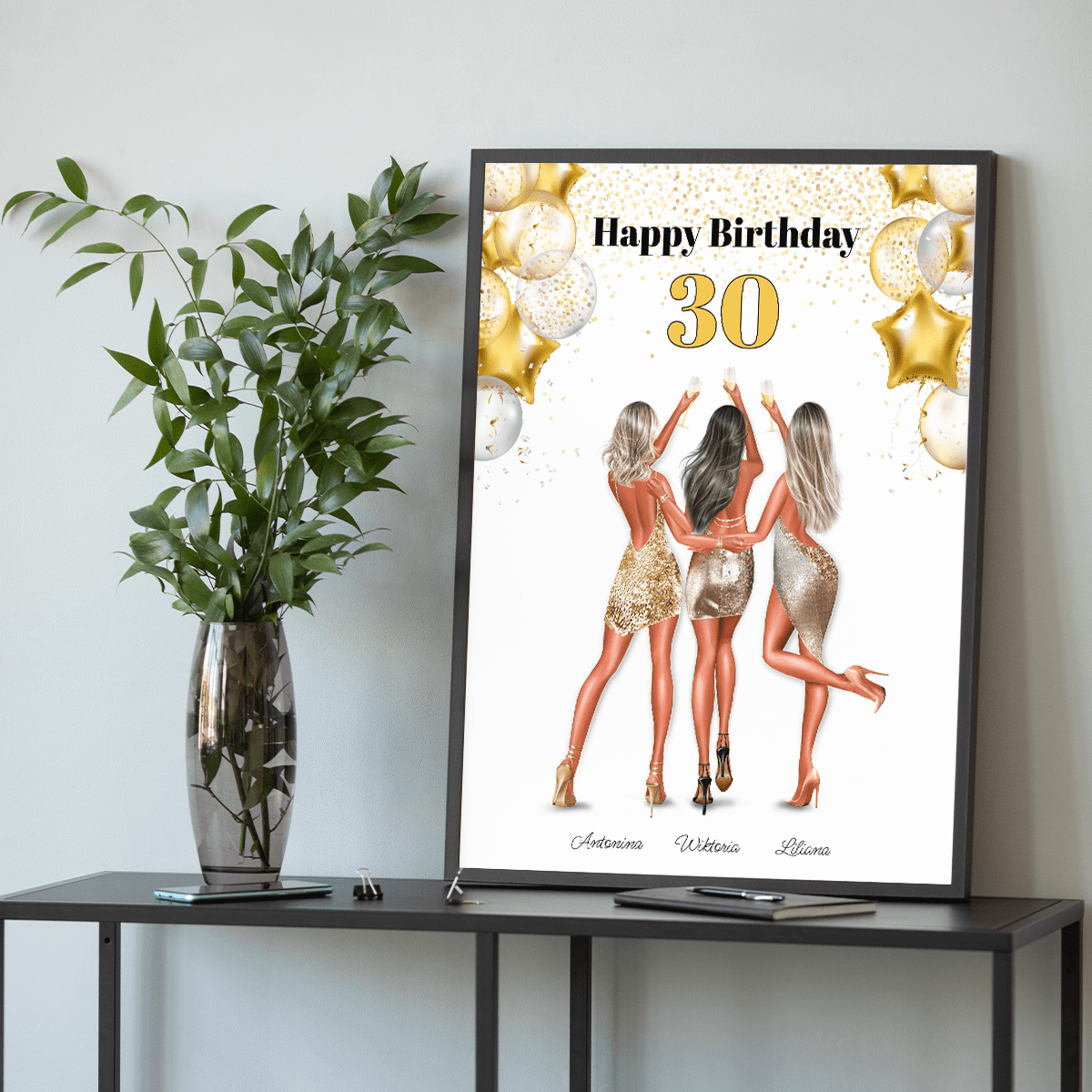 Happy Birthday na 30 urodziny - plakat, spersonalizowany prezent dla niej - idamell.com