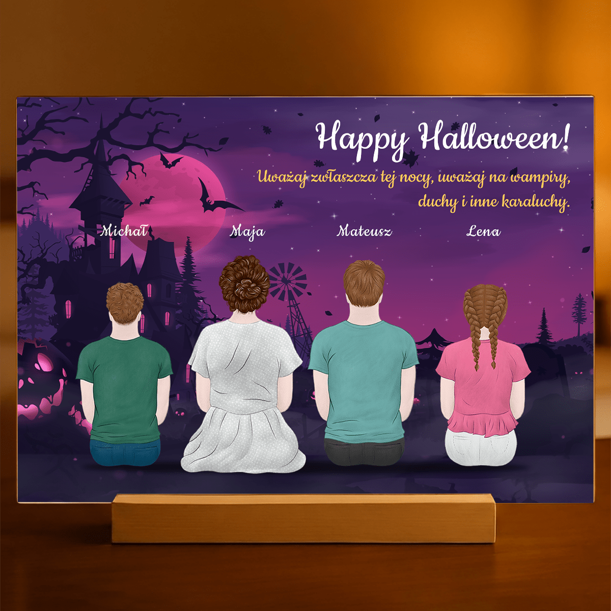 Happy Halloween - Druk na szkle, spersonalizowany prezent dla rodziny - idamell.com