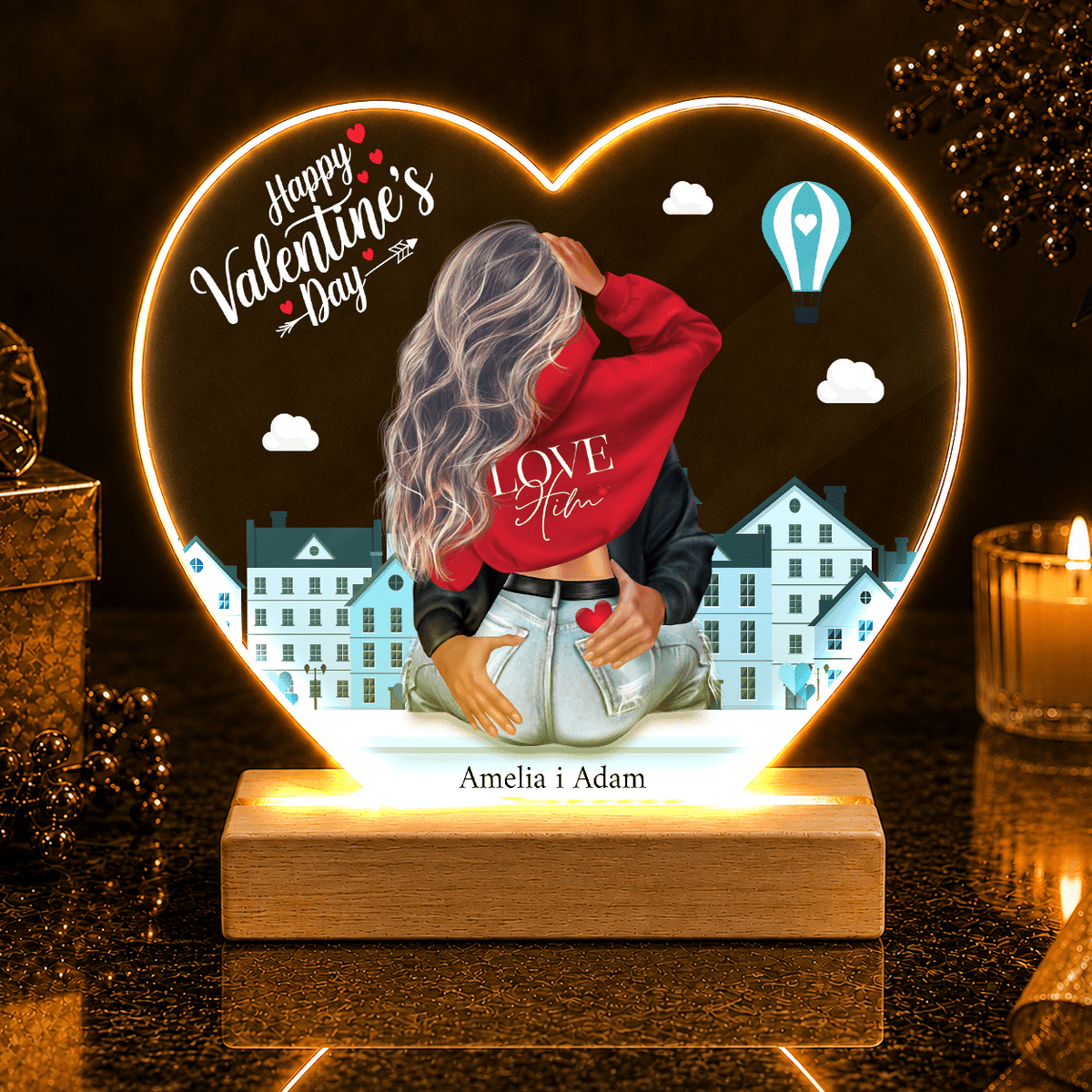 Happy Valentine's Day Clipart - Druk na szkle serce, spersonalizowany prezent dla niego - idamell.com