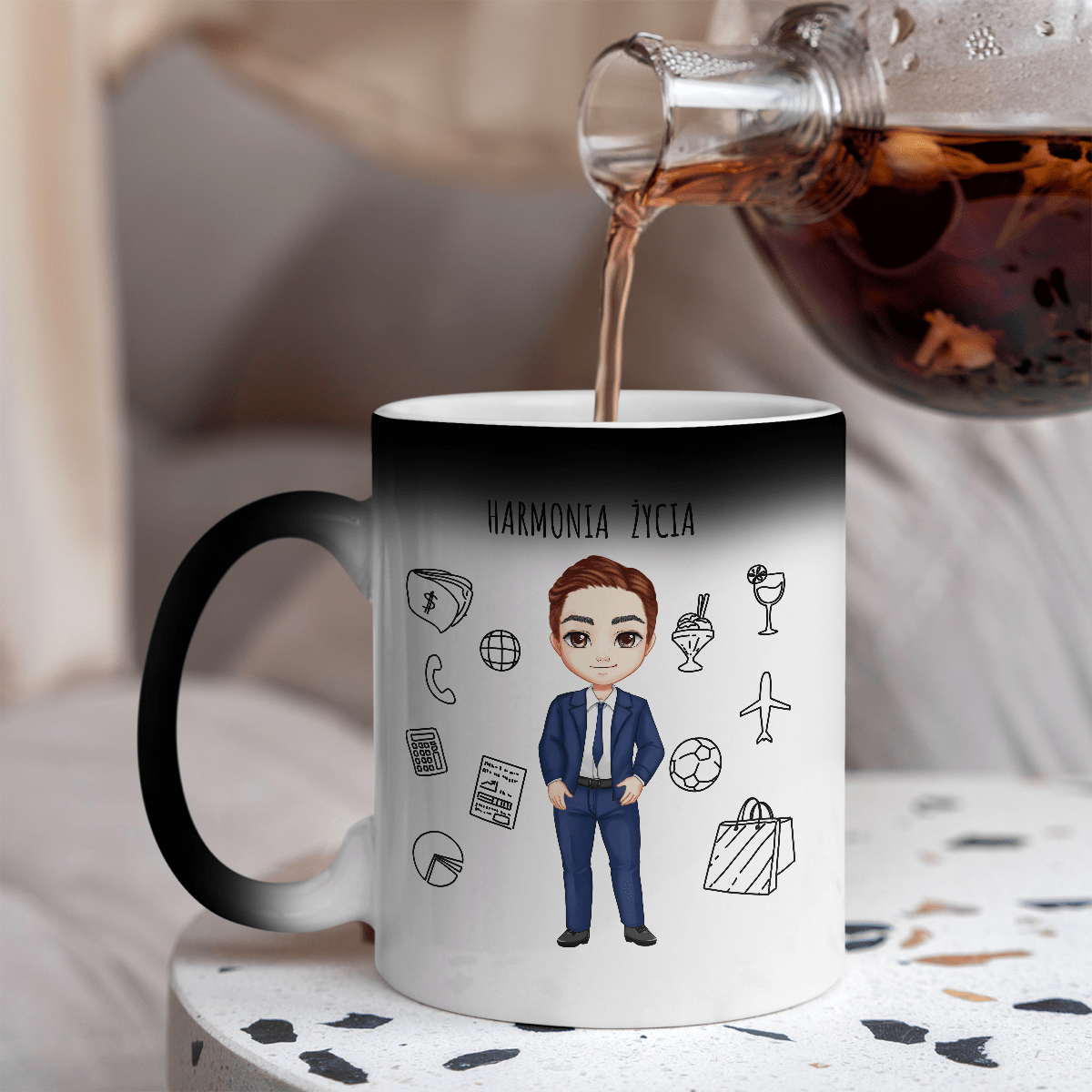 Harmonia życia Clipart - 1x Kubek magiczny z nadrukiem, spersonalizowany prezent dla niego - idamell.com