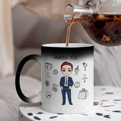 Harmonia życia Clipart - 1x Kubek magiczny z nadrukiem, spersonalizowany prezent dla niego - idamell.com