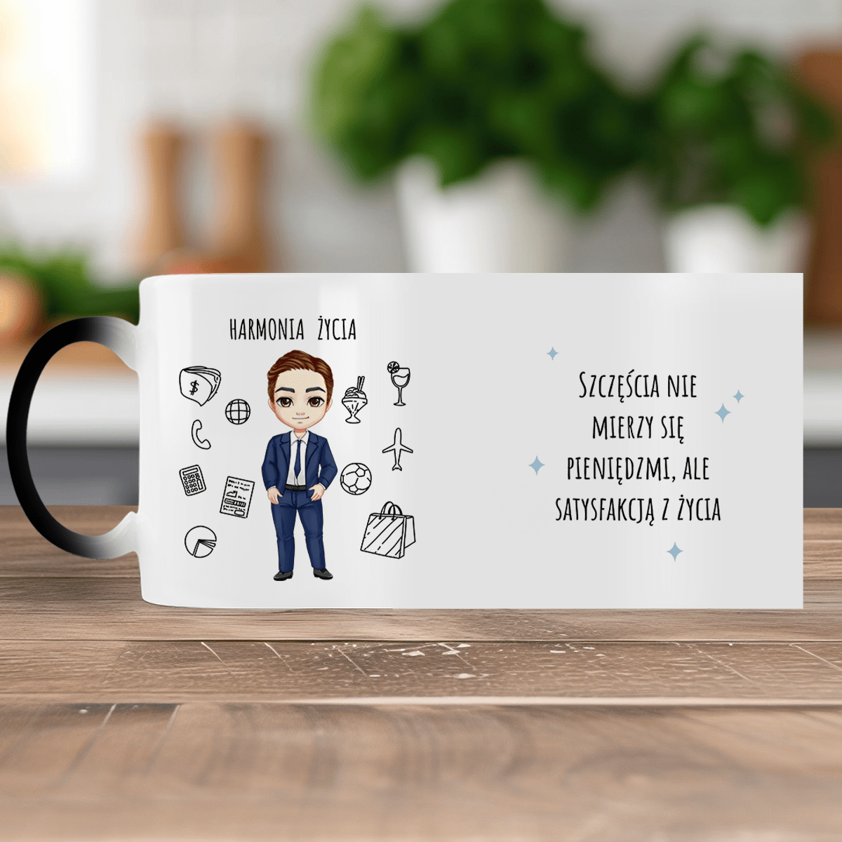 Harmonia życia Clipart - 1x Kubek magiczny z nadrukiem, spersonalizowany prezent dla niego - idamell.com