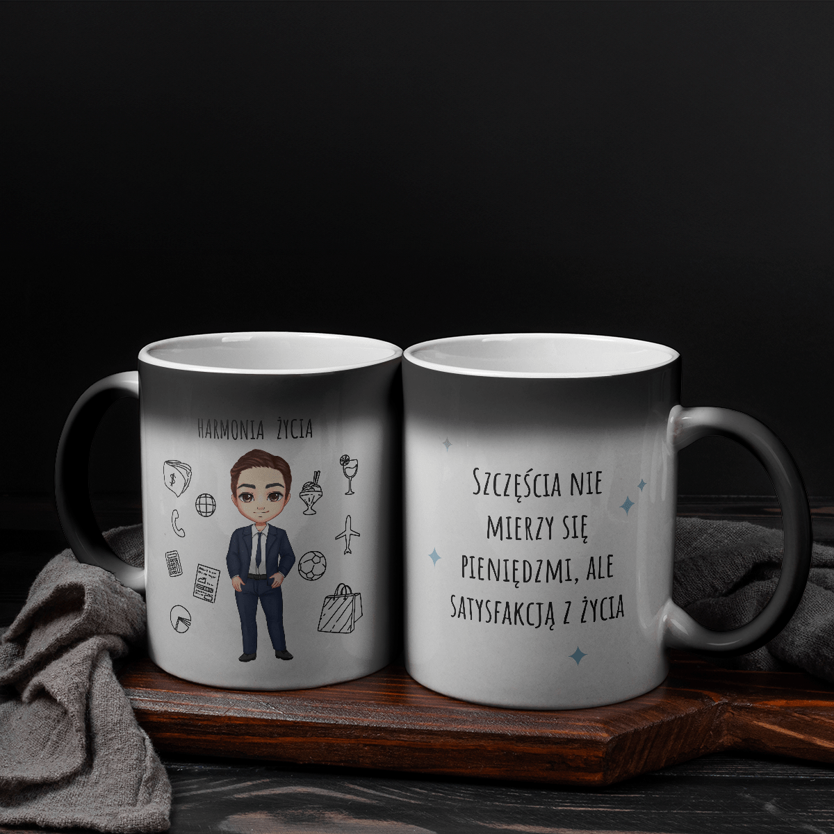 Harmonia życia Clipart - 1x Kubek magiczny z nadrukiem, spersonalizowany prezent dla niego - idamell.com