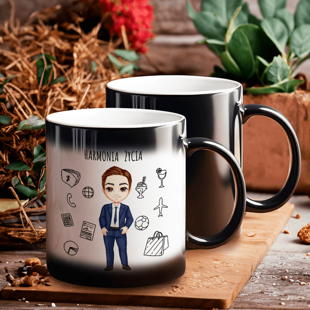 Harmonia życia Clipart - 1x Kubek magiczny z nadrukiem, spersonalizowany prezent dla niego - idamell.com