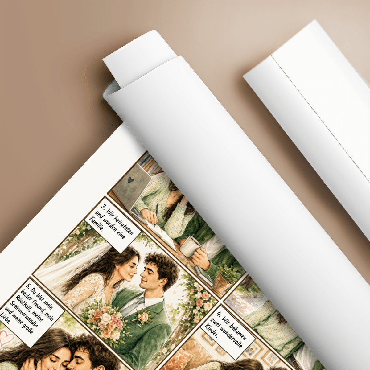 Historia miłości w komiksowym stylu - plakat, spersonalizowany prezent dla pary - idamell.com