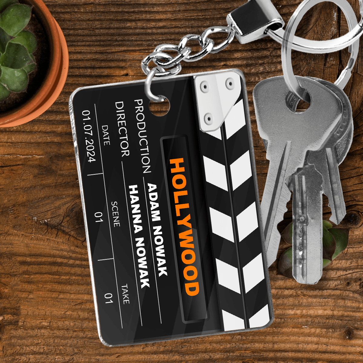 Hollywood - brelok do kluczy, spersonalizowany prezent dla fana filmów - idamell.com