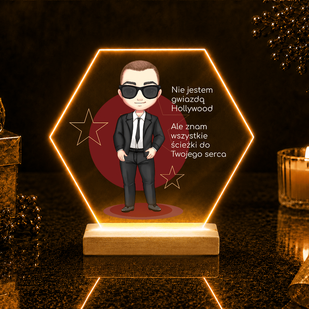Hollywood Star Clipart - Druk na szkle, spersonalizowany prezent dla niego - idamell.com