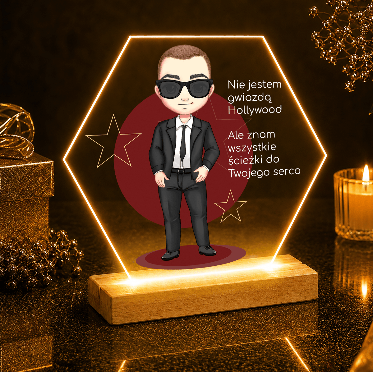 Hollywood Star Clipart - Druk na szkle, spersonalizowany prezent dla niego - idamell.com