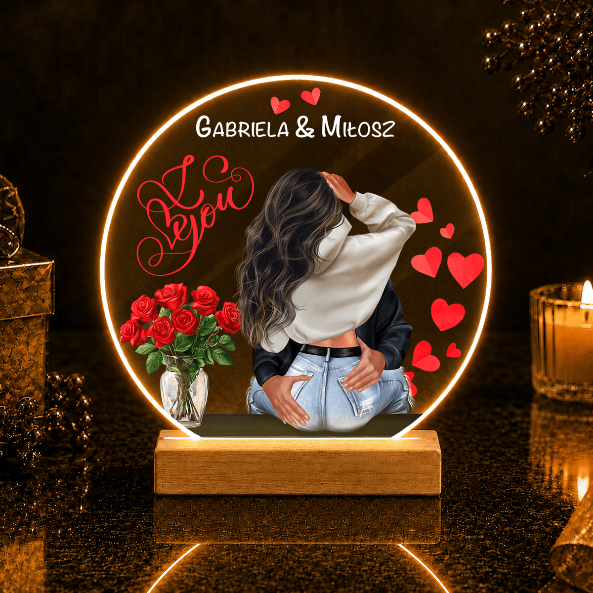 I love you - Druk na szkle, spersonalizowany prezent dla niej - idamell.com