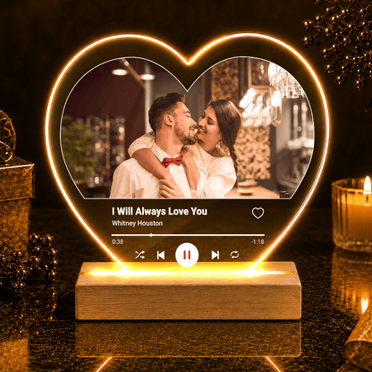 I love You Spotify - Druk na szkle serce, spersonalizowany prezent dla niego - idamell.com