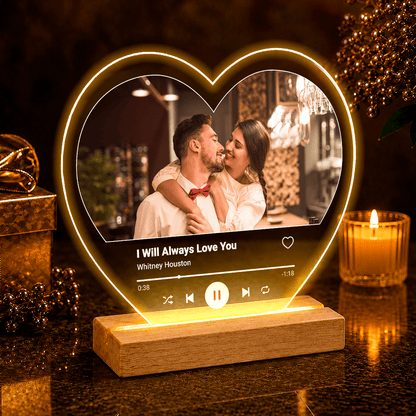 I love You Spotify - Druk na szkle serce, spersonalizowany prezent dla niego - idamell.com
