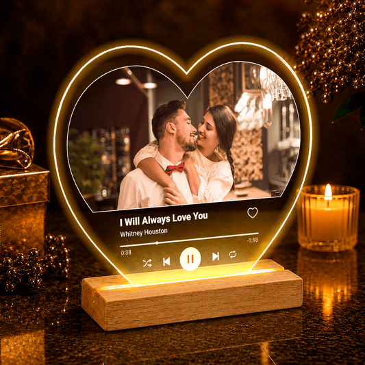I love You Spotify - Druk na szkle serce, spersonalizowany prezent dla niego - idamell.com