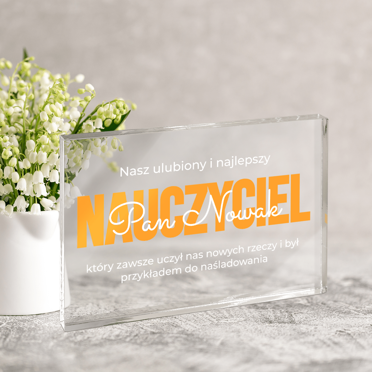 Idealny nauczyciel - Druk na szkle, spersonalizowany prezent dla nauczyciela - idamell.com