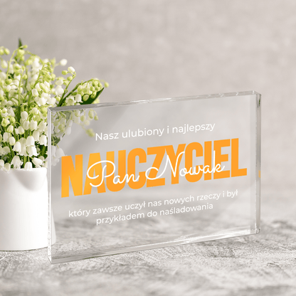 Idealny nauczyciel - Druk na szkle, spersonalizowany prezent dla nauczyciela - idamell.com