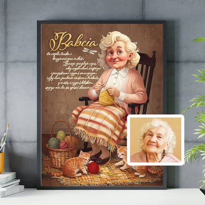 Ilustracja dla babci + tekst - plakat, spersonalizowany prezent dla babci - idamell.com