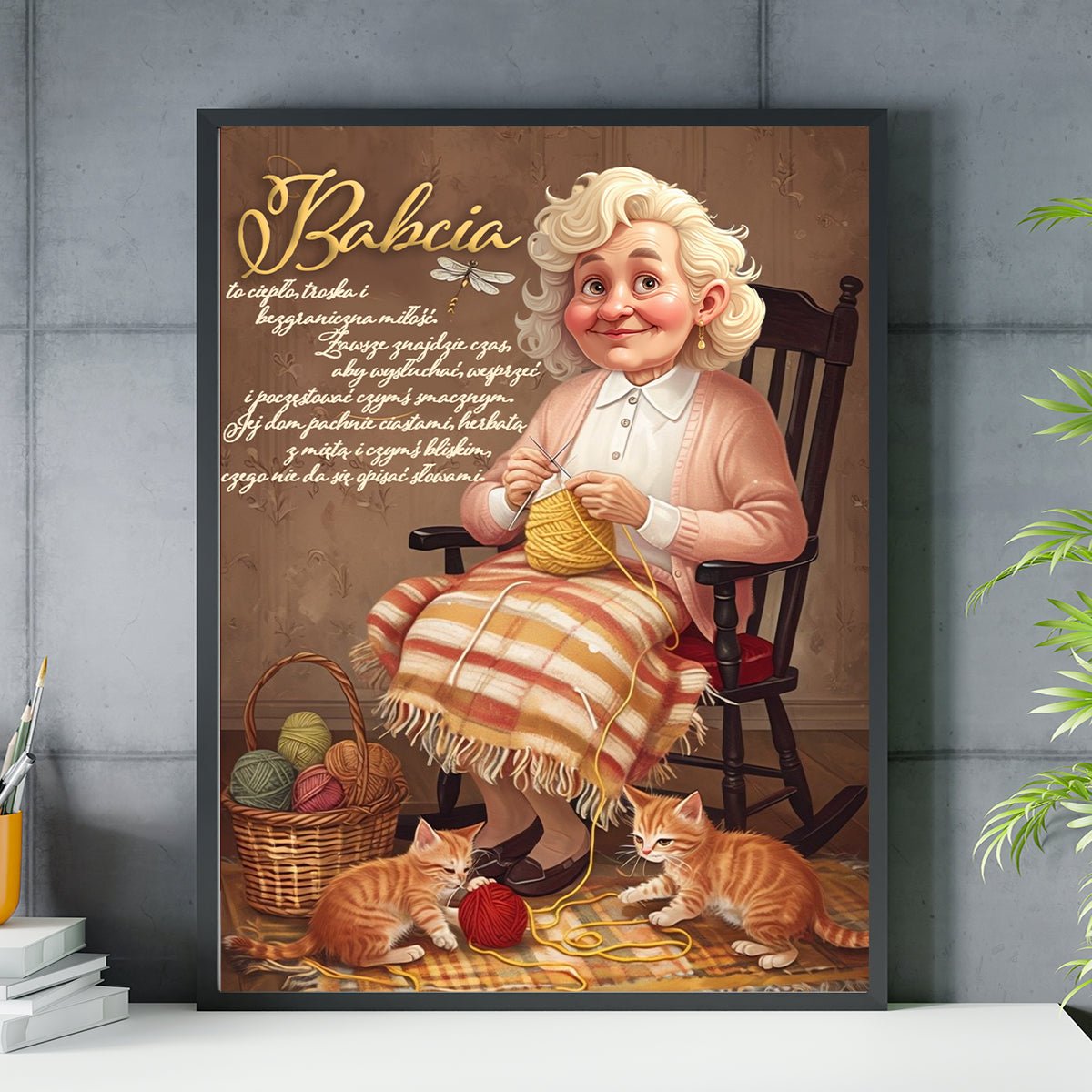Ilustracja dla babci + tekst - plakat, spersonalizowany prezent dla babci - idamell.com
