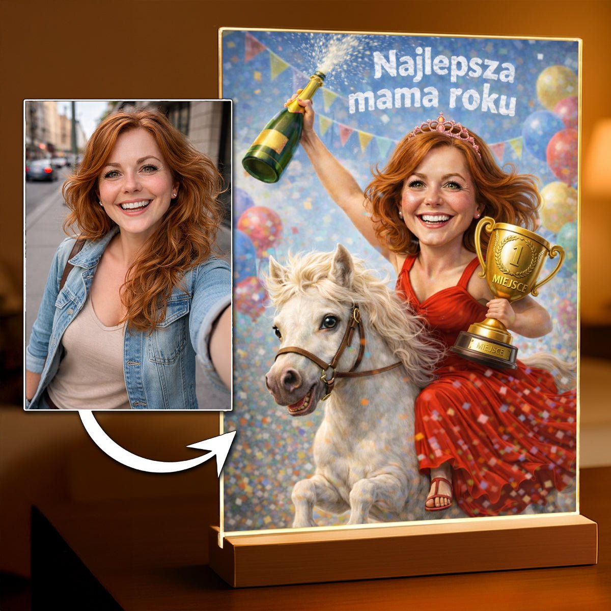 Ilustracja mamy - Druk na szkle, spersonalizowany prezent dla mamy - idamell.com