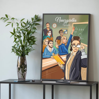 Ilustracja NAUCZYCIEL - plakat, spersonalizowany prezent dla nauczyciela - idamell.com