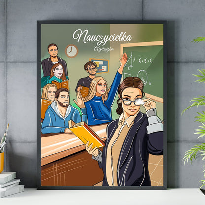 Ilustracja NAUCZYCIEL - plakat, spersonalizowany prezent dla nauczyciela - idamell.com